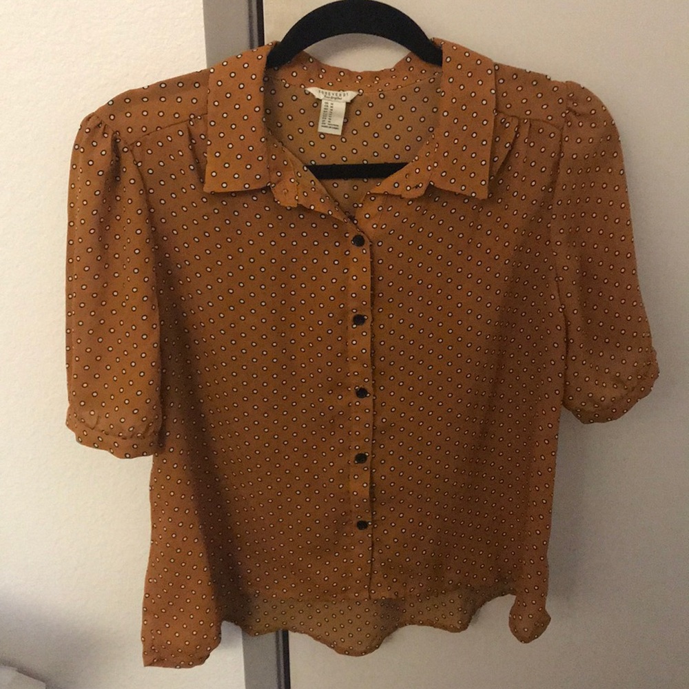 F21 Mustard Polka Dot Button Up